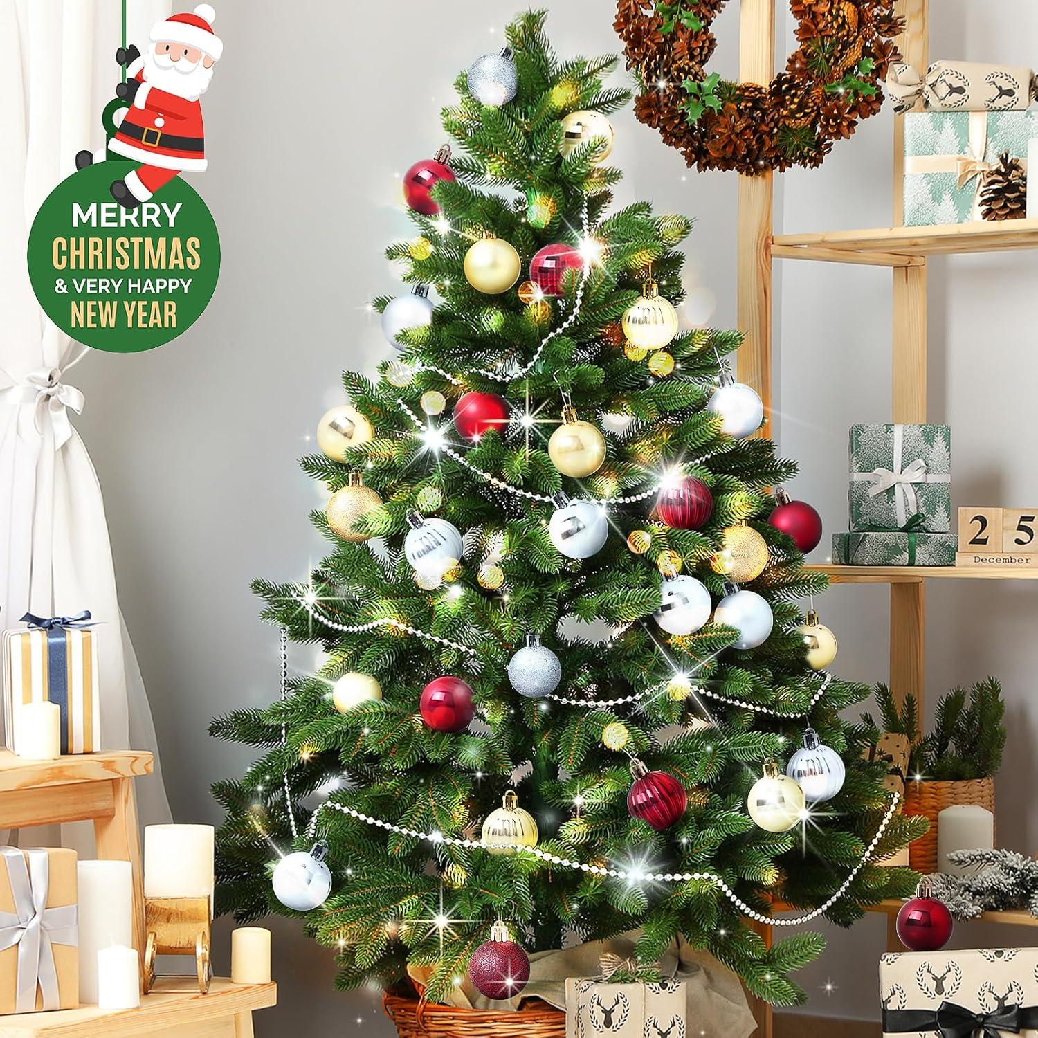 GameXcel Christmas Balls Ornaments for Xmas Tree - Shatterproof Christmas Tree Decorations Small Hanging Ball Wine Red 1.6 Inch x 36 Pack