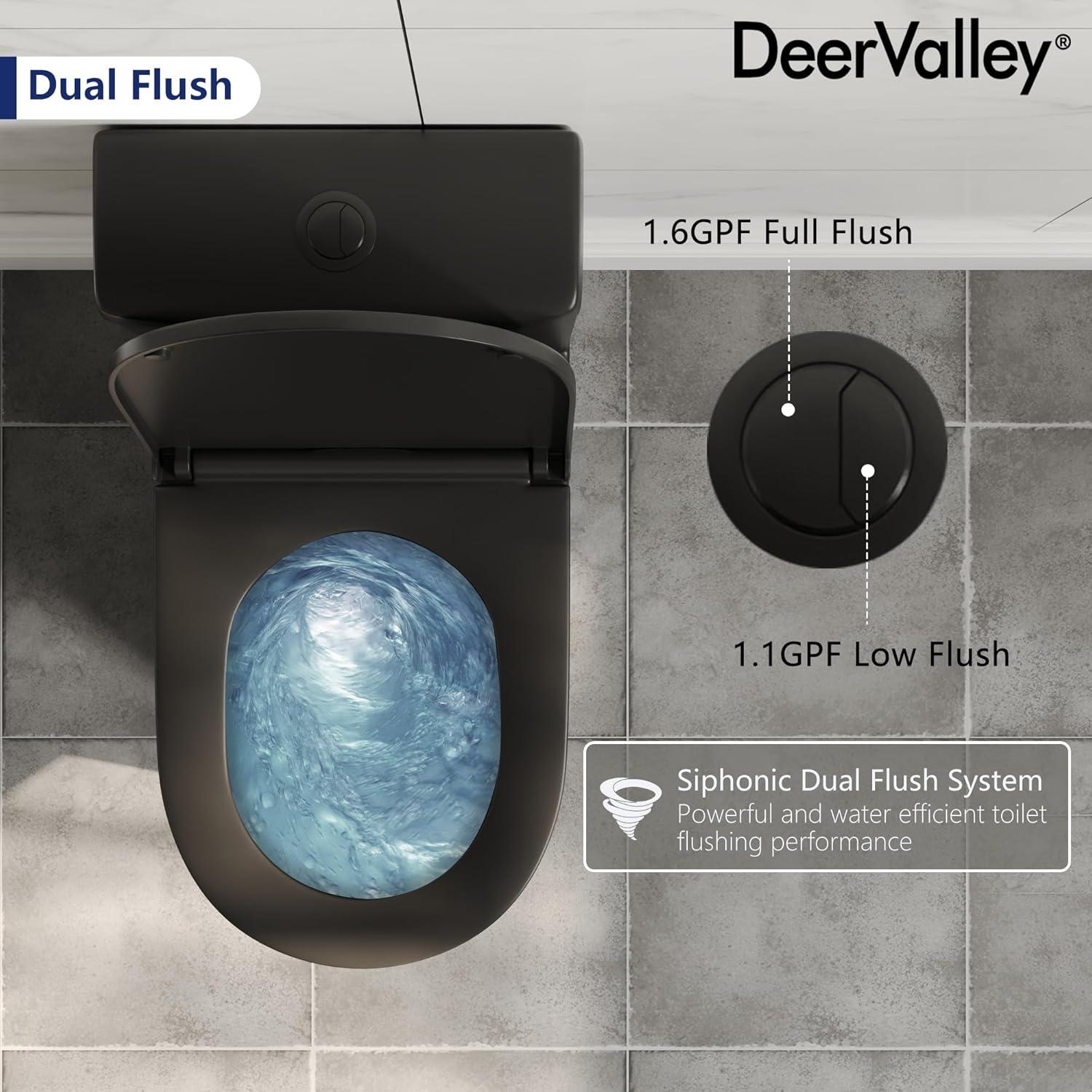 DeerValley Liberty Compact Toilets One-Piece Toilet With High-Efficiency Flush Round Toilet for Space-Saving Floor Mounted (Seat Included)