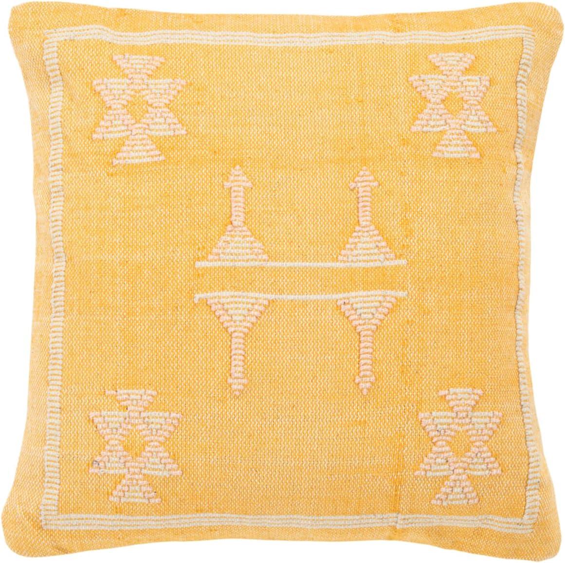 Kiba Mustard Cotton Southwestern Boho 18" Square Pillow