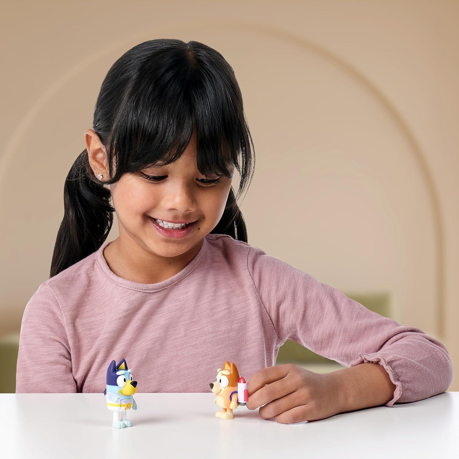 Bluey Action Heroes 2.5 inch Bluey and Bingo Figures, Ages 3+