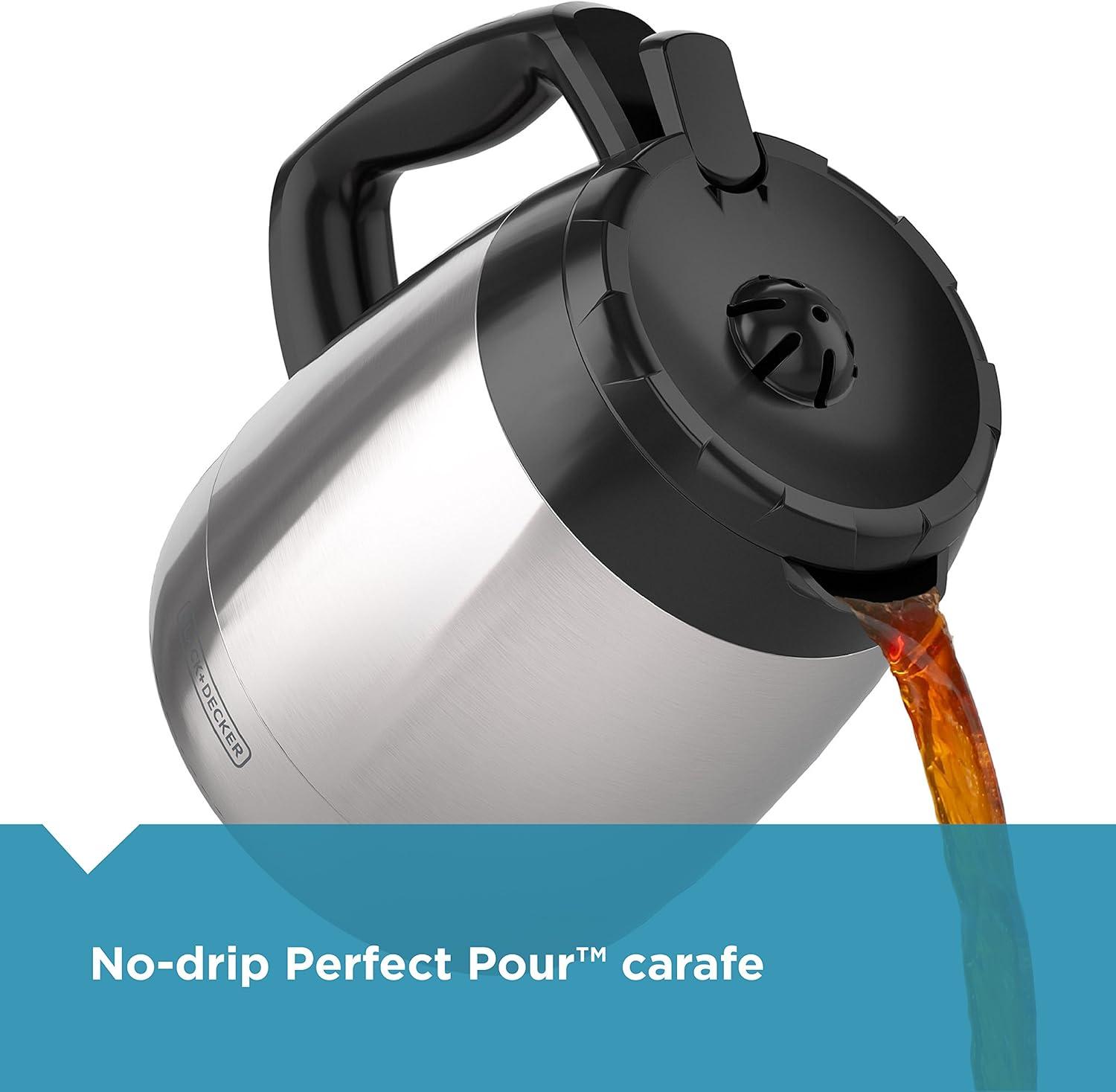 BLACK+DECKER BLACK+DECKER 12-Cup Thermal Coffee Maker, Keep Coffee Hot with Insulated Stainless Steel Carafe, Digital Controls, Easy to Clean. CM2035B-1