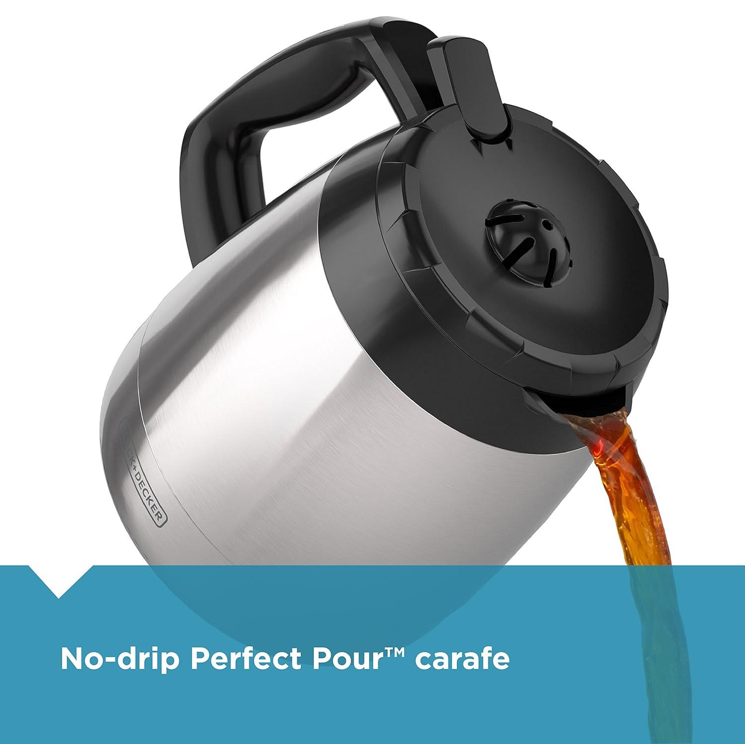 BLACK+DECKER BLACK+DECKER 12-Cup Thermal Coffee Maker, Keep Coffee Hot with Insulated Stainless Steel Carafe, Digital Controls, Easy to Clean. CM2035B-1