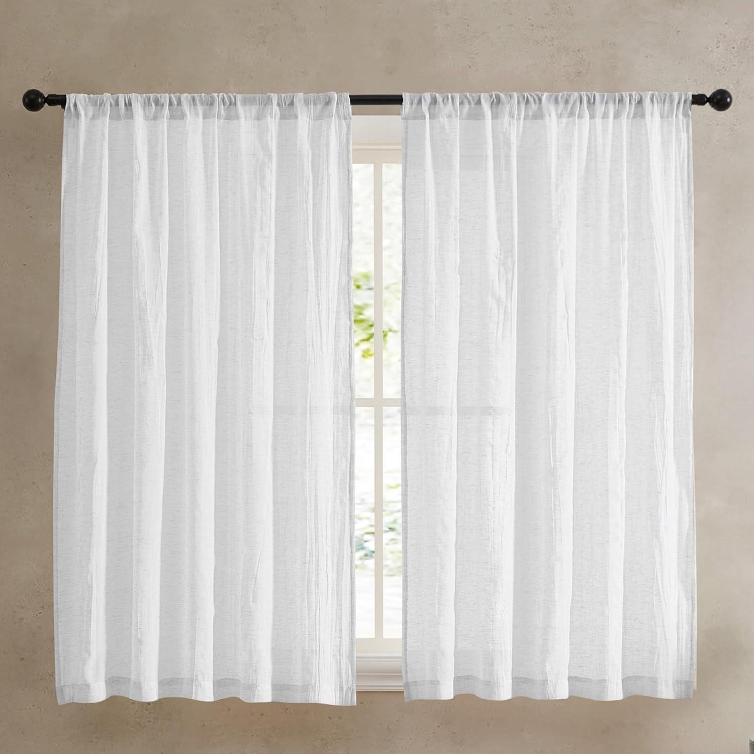Solid Semi-Sheer Curtain Panels (Set of 2)