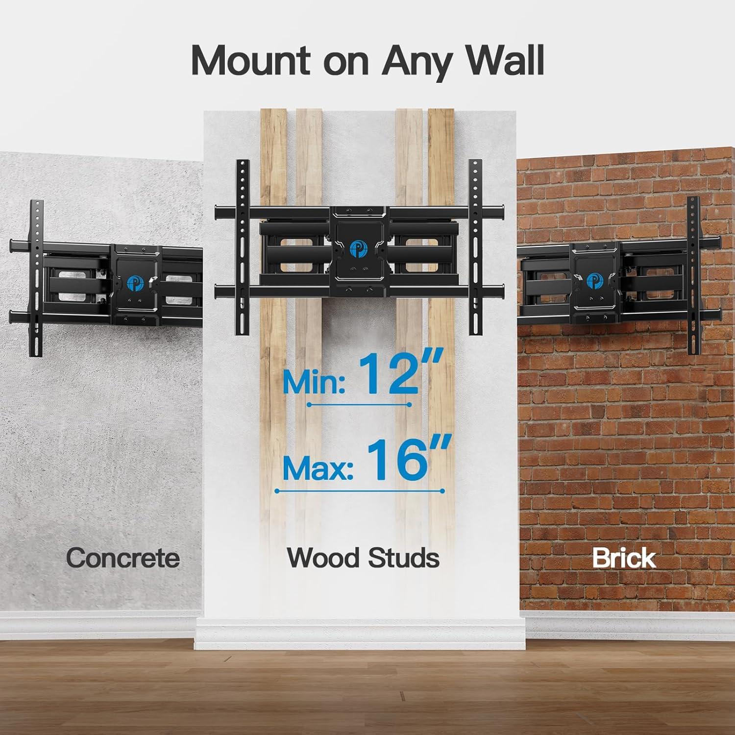 Black Steel Full Motion TV Wall Mount for 37-75 Inch TVs