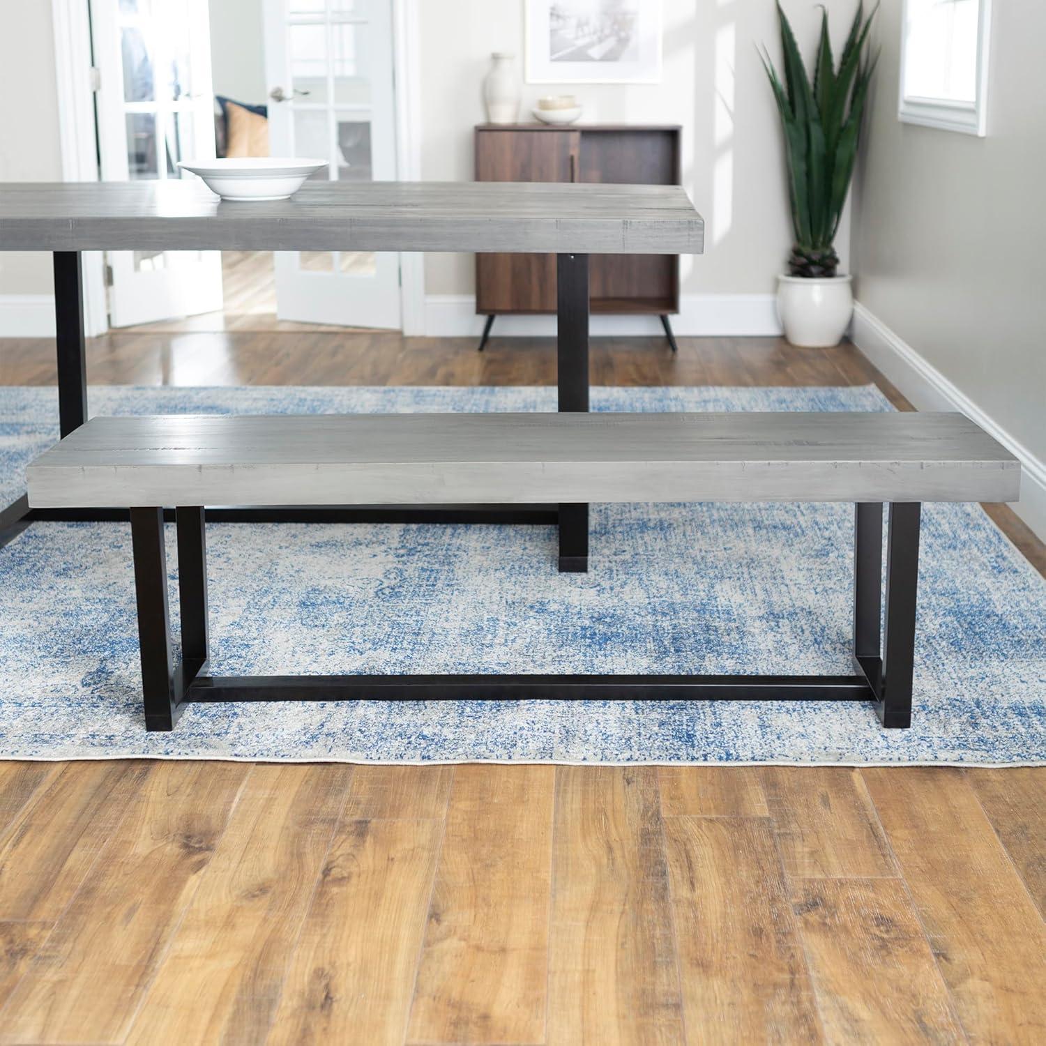 Walker Edison 60" Wood Dining Bench, Grey