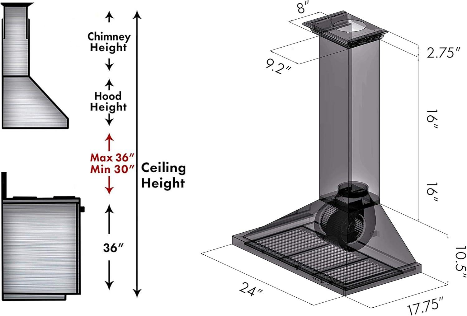 24" Studio 400 CFM Convertible Wall Mount Range Hood