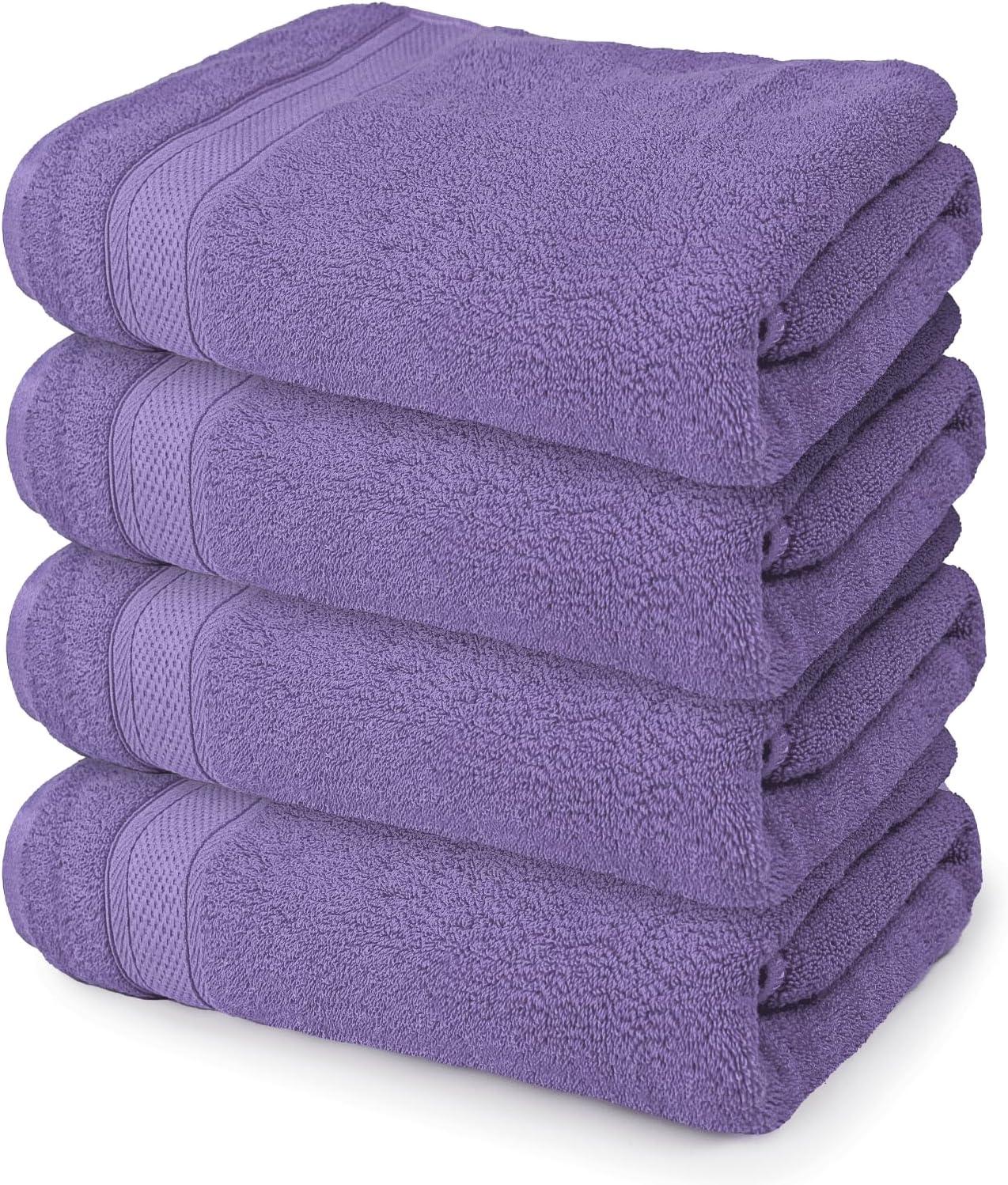 Light Purple 4-Piece 100% Cotton Bath Towel Set