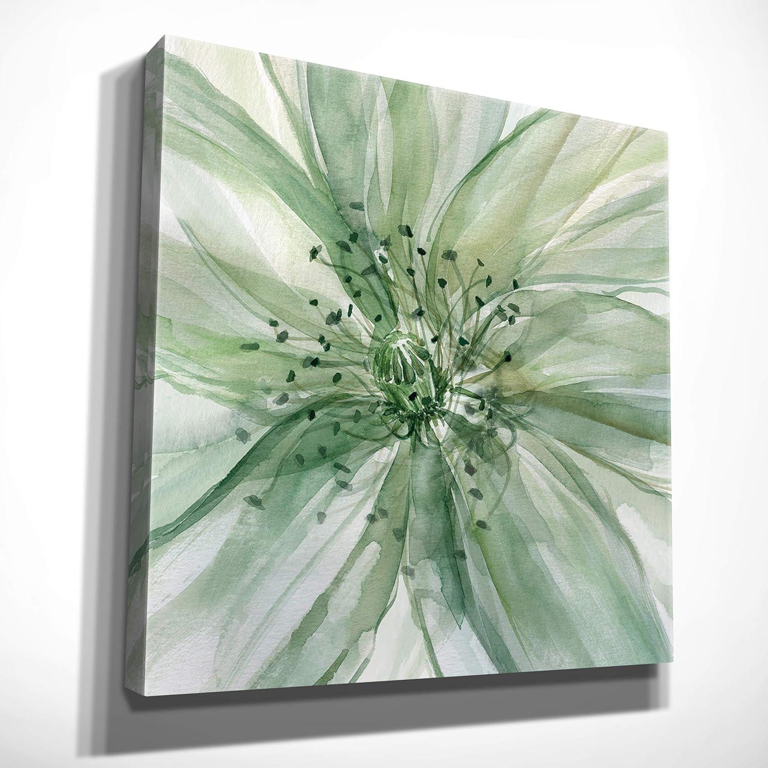 Macro Sage Flower Green Canvas Wall Art, 32x32