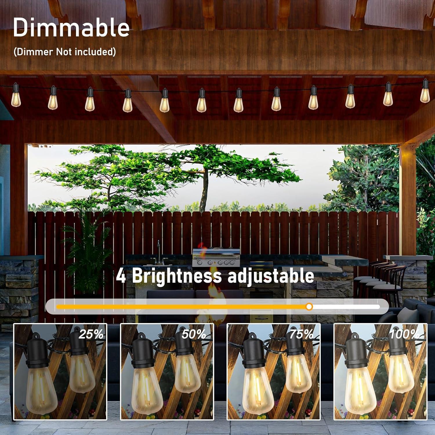 Arlmont & Co. Arlmont & Co. LED Outdoor String Lights 100FT Patio Lights With 52 Shatterproof ST38 Vintage Edison Bulbs