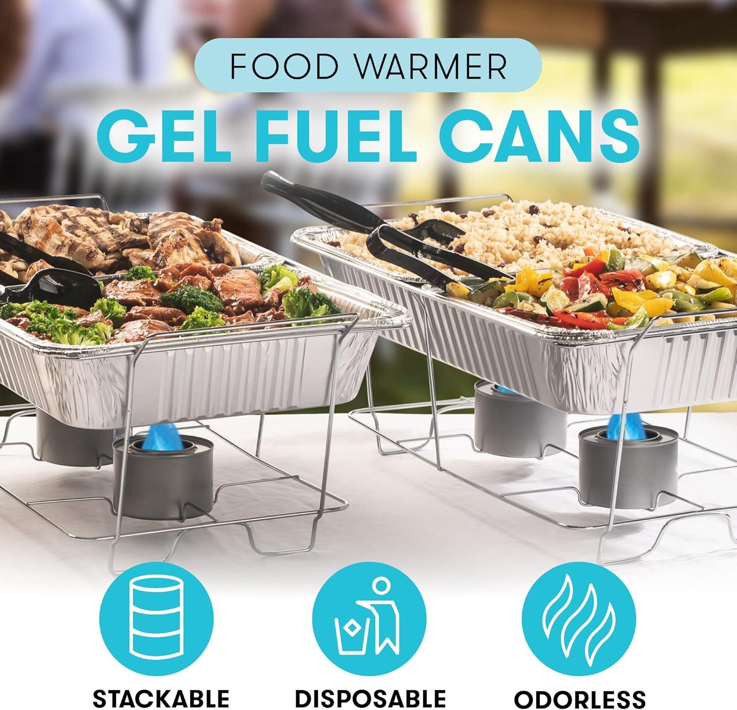 Food Warmer Gel Cans for Chafing Dish 6 Cans Diplastible Chafing Burners to Keep Food Warm 2.5 Hours