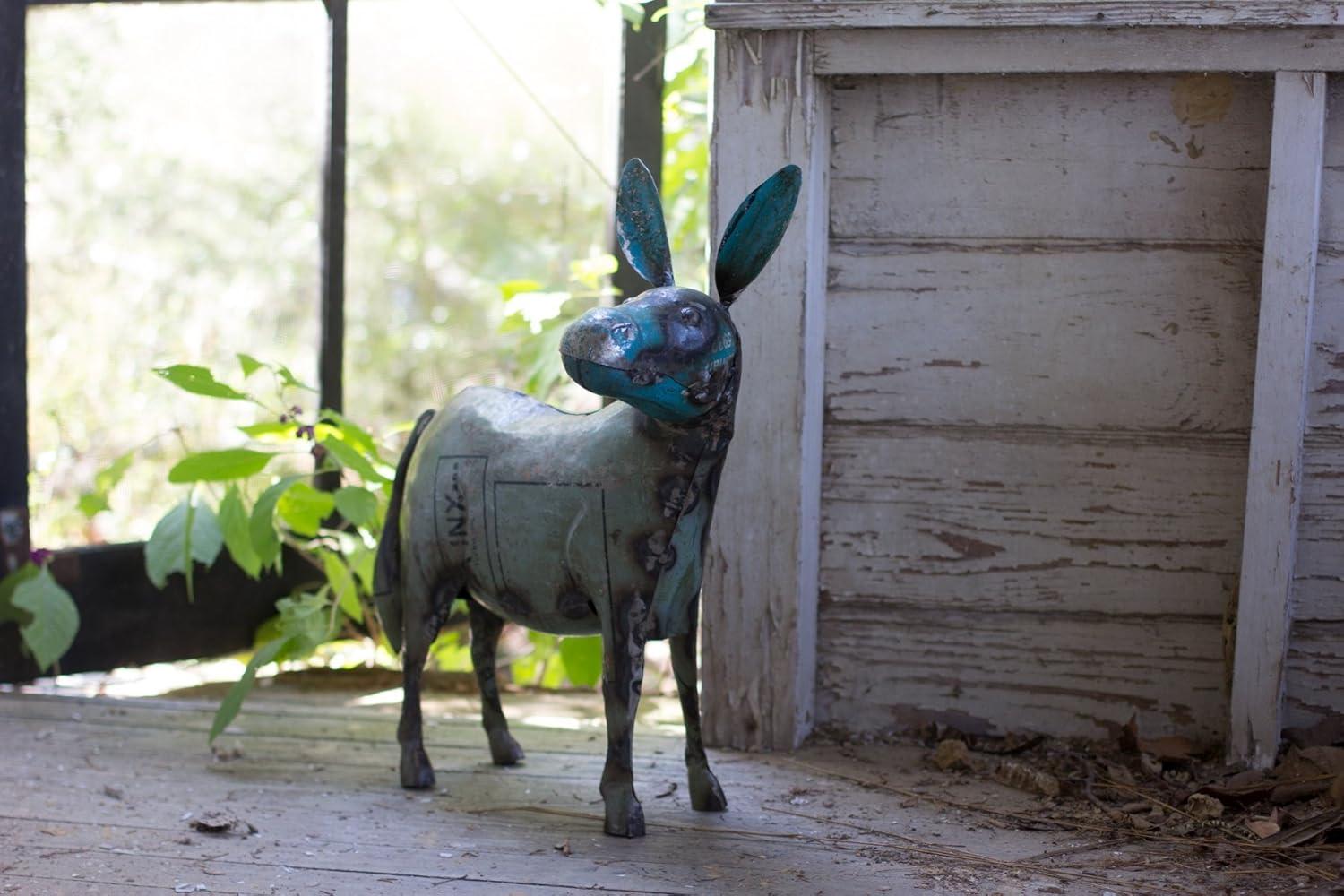 Kalalou 22" Reclaimed Metal Donkey Shaped Statue - Animal Garden Yard Outdoor Decor Art