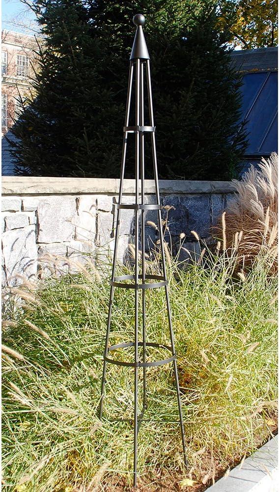 Graphite Wrought Iron Garden Obelisk Trellis, 84 Inches