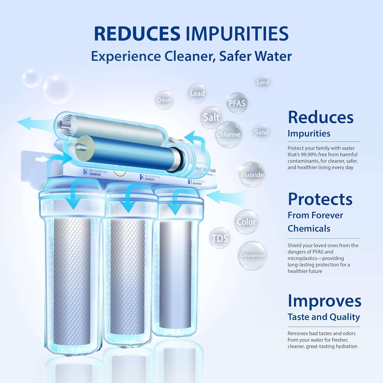 APEC Water Systems ROES-50 Essence Series Top Tier 5-Stage WQA Certified Ultra Safe Reverse Osmosis Drinking Water Filter System with Extra High Capacity Pre-Filter Set Stage 1-3 RO Value Bundle