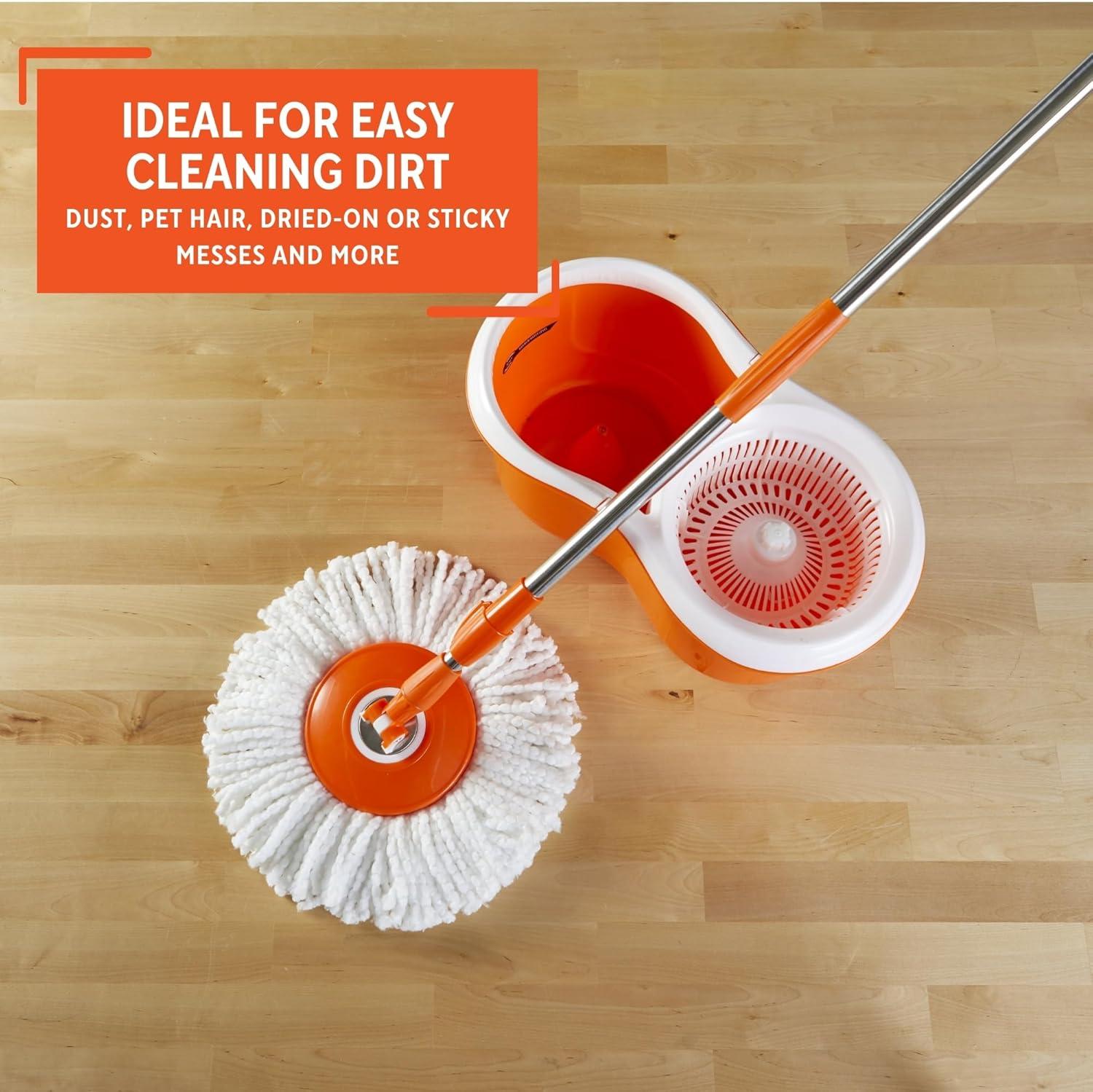 Microfiber Spin Mop with Bucket & Metal Handle