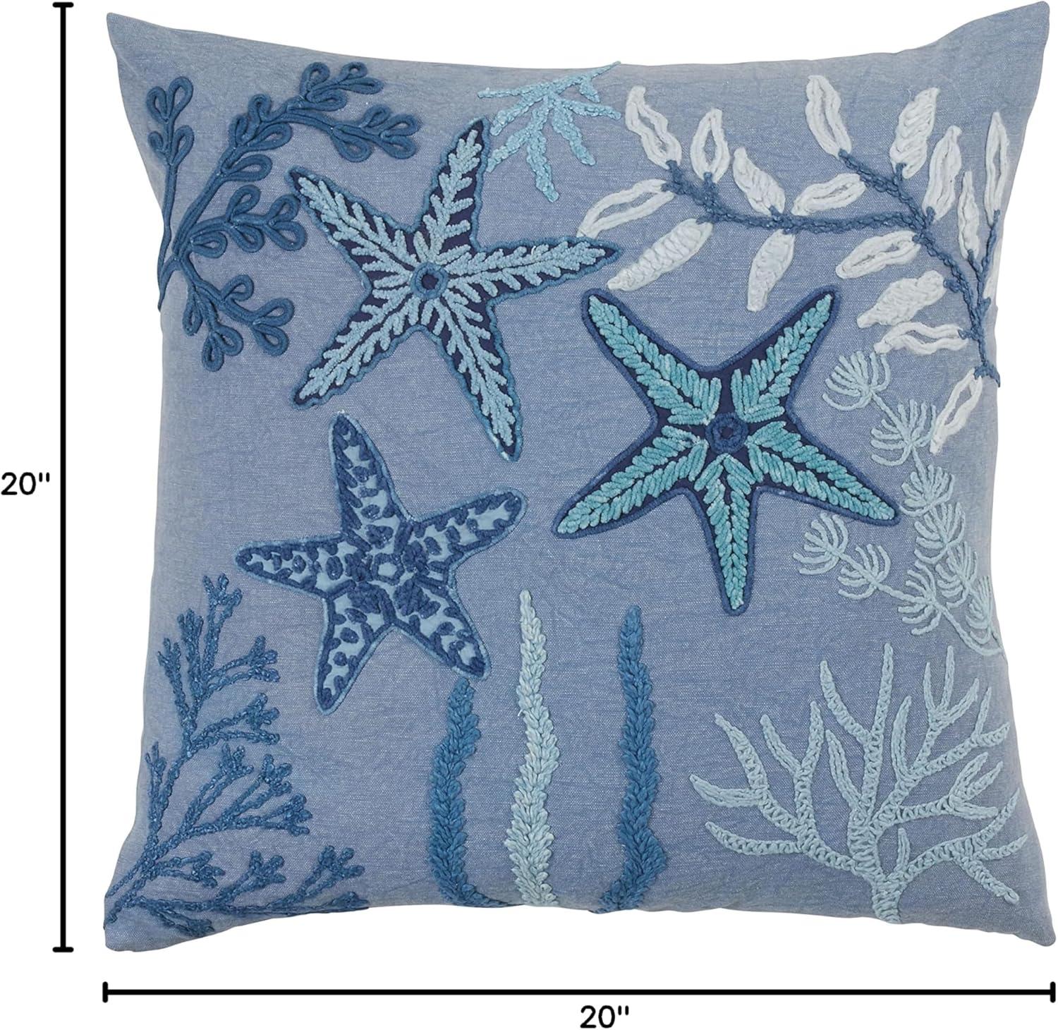 Saro Lifestyle Poly-Filled Throw Pillow With Stonewashed Starfish Design