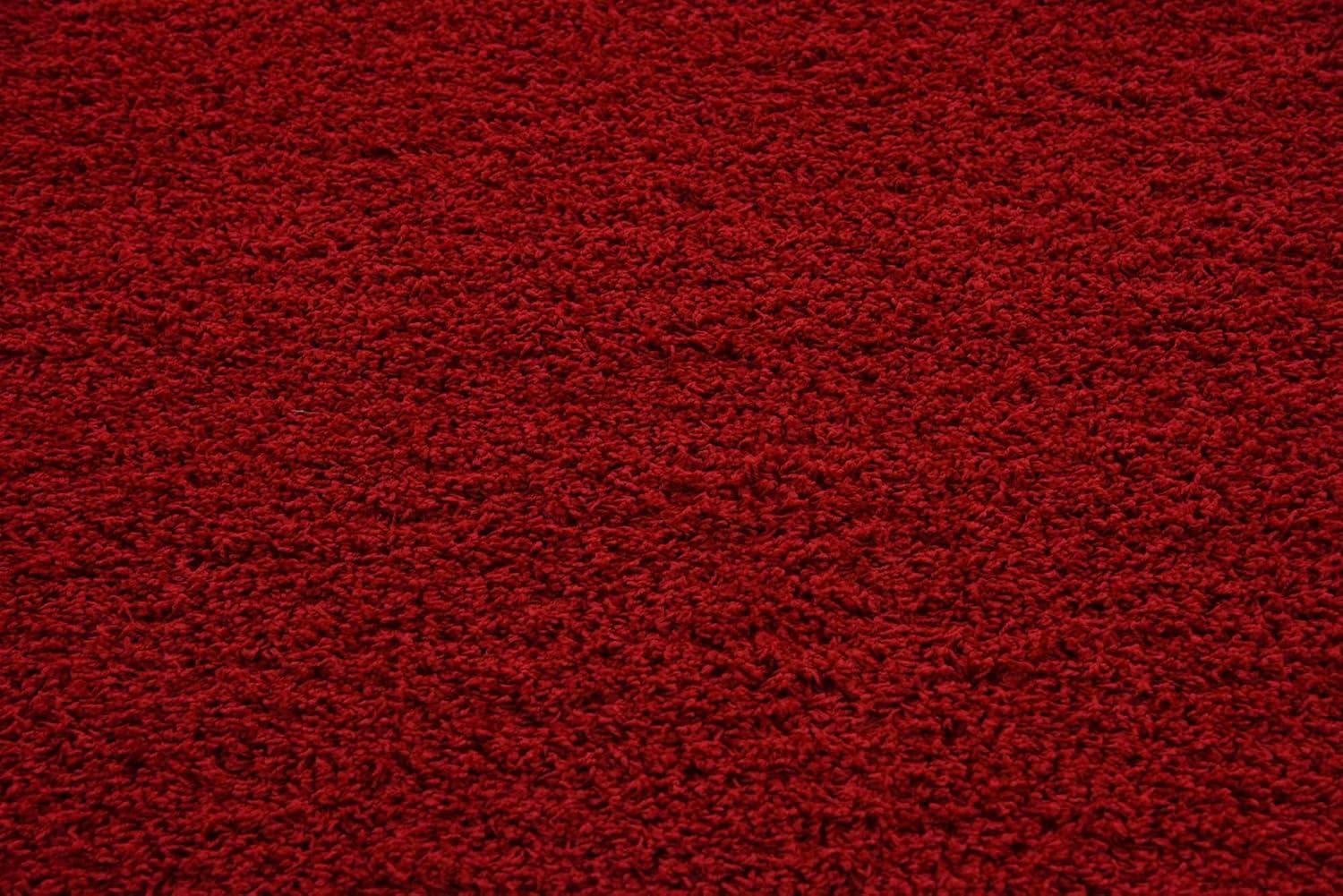 Unique Loom Solid Shag Collection Area Rug (8' Square, Cherry Red)