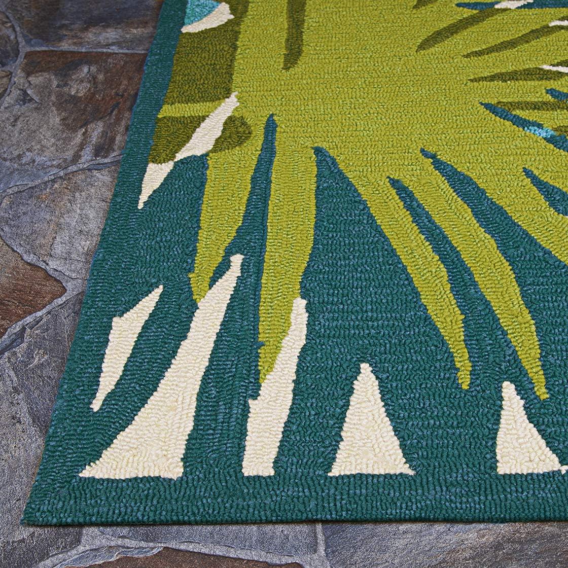 Couristan Covington Jungle Leaves Indoor/Outdoor Area Rug, 7'10" Round, Ivory-Forest Green