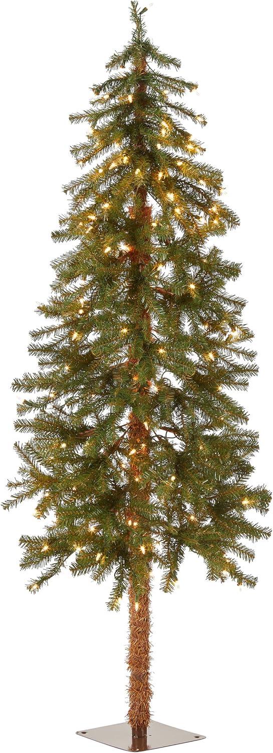 National Tree Company Pre-Lit Artificial Christmas Tree, Hickory Cedar, Green, Clear Lights, Includes Stand, 5 Feet