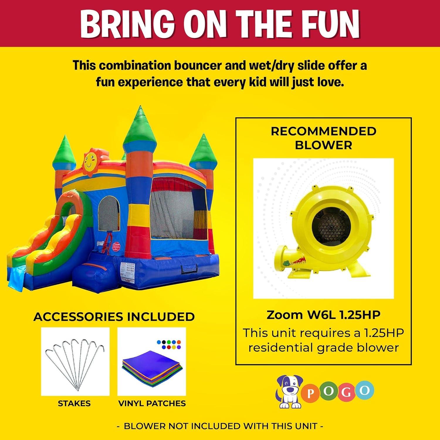 Pogo Bounce House Crossover Bounce House with Slide, No Blower