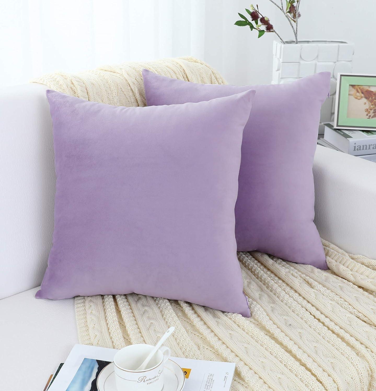 PiccoCasa 18"x18" Throw Pillow Covers Euro Decorative Throw Pillowcases Set of 2, Purple