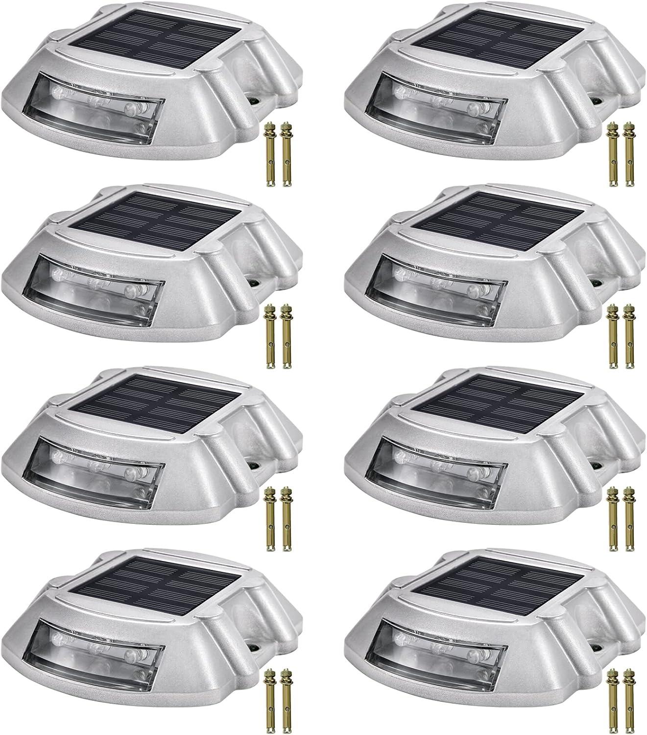 VEVOR Solar Dock Lights Low Voltage Solar Powered Integrated LED Metal Pathway Light Pack (Set of 8)