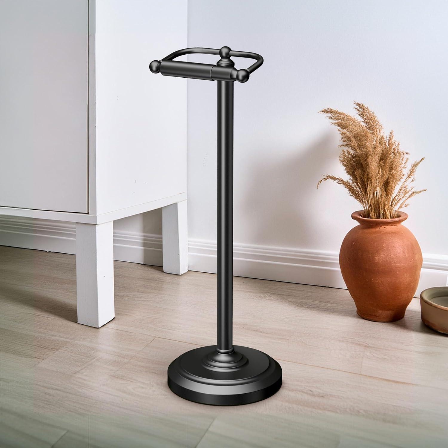 Bath Accessories | Gatco Freestanding Toilet Paper Holder with Weighted Base | 22"H Floor Standing Toilet Tissue Holder