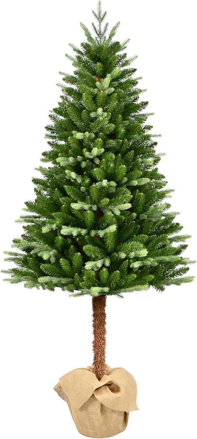 6 ft Green Topiary Alpine Artificial Christmas Tree with Burlap Base