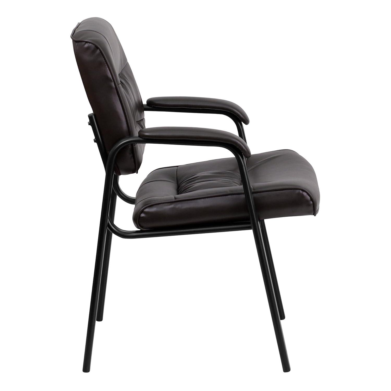 Emma and Oliver White LeatherSoft Executive Reception Chair with Black Metal Frame