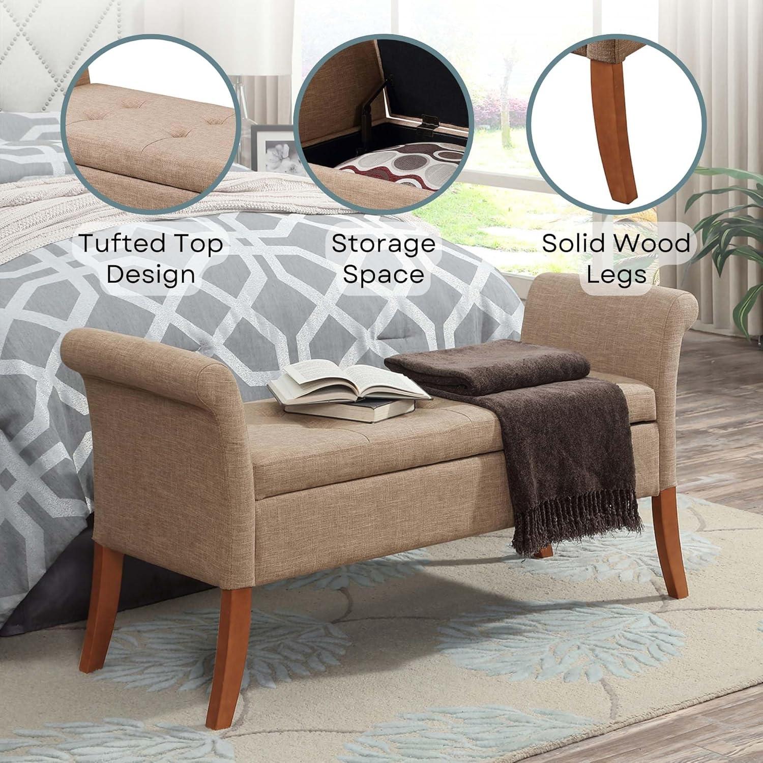 Convenience Concepts Designs4Comfort Garbo Storage Bench, Tan Fabric