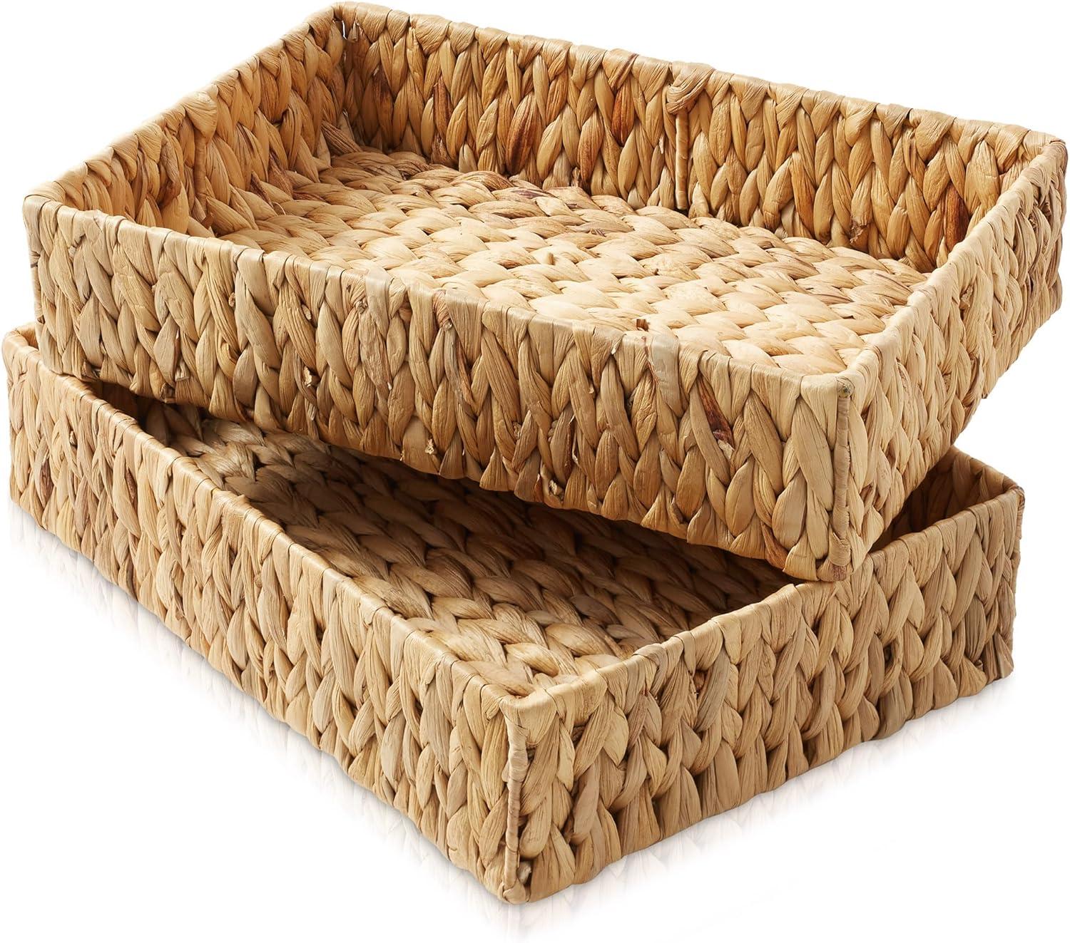 Casafield Casafield Bathroom Storage Baskets, Water Hyacinth Toilet Tank Topper Bins (Set of 2)