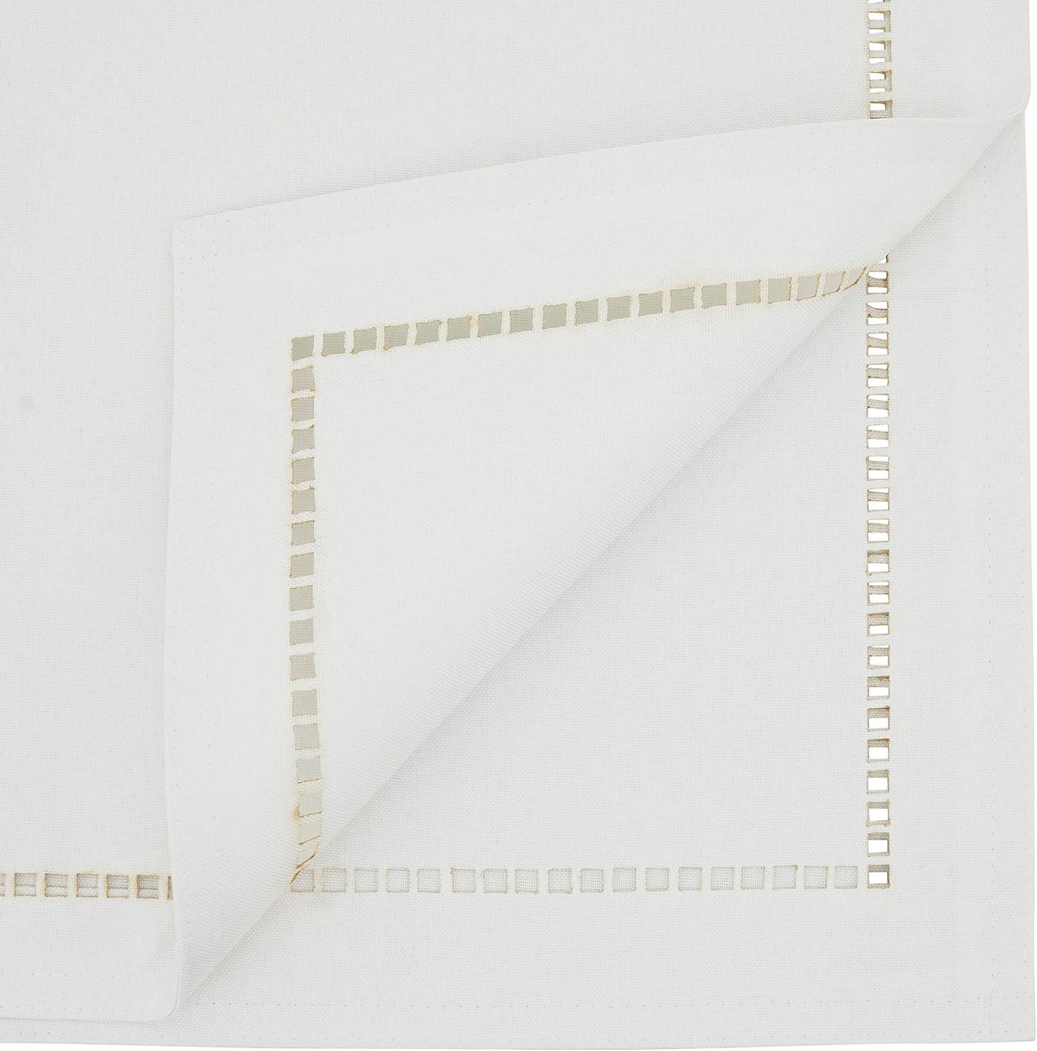 Saro Lifestyle Dining Table Runner With Laser-Cut Hemstitch Design