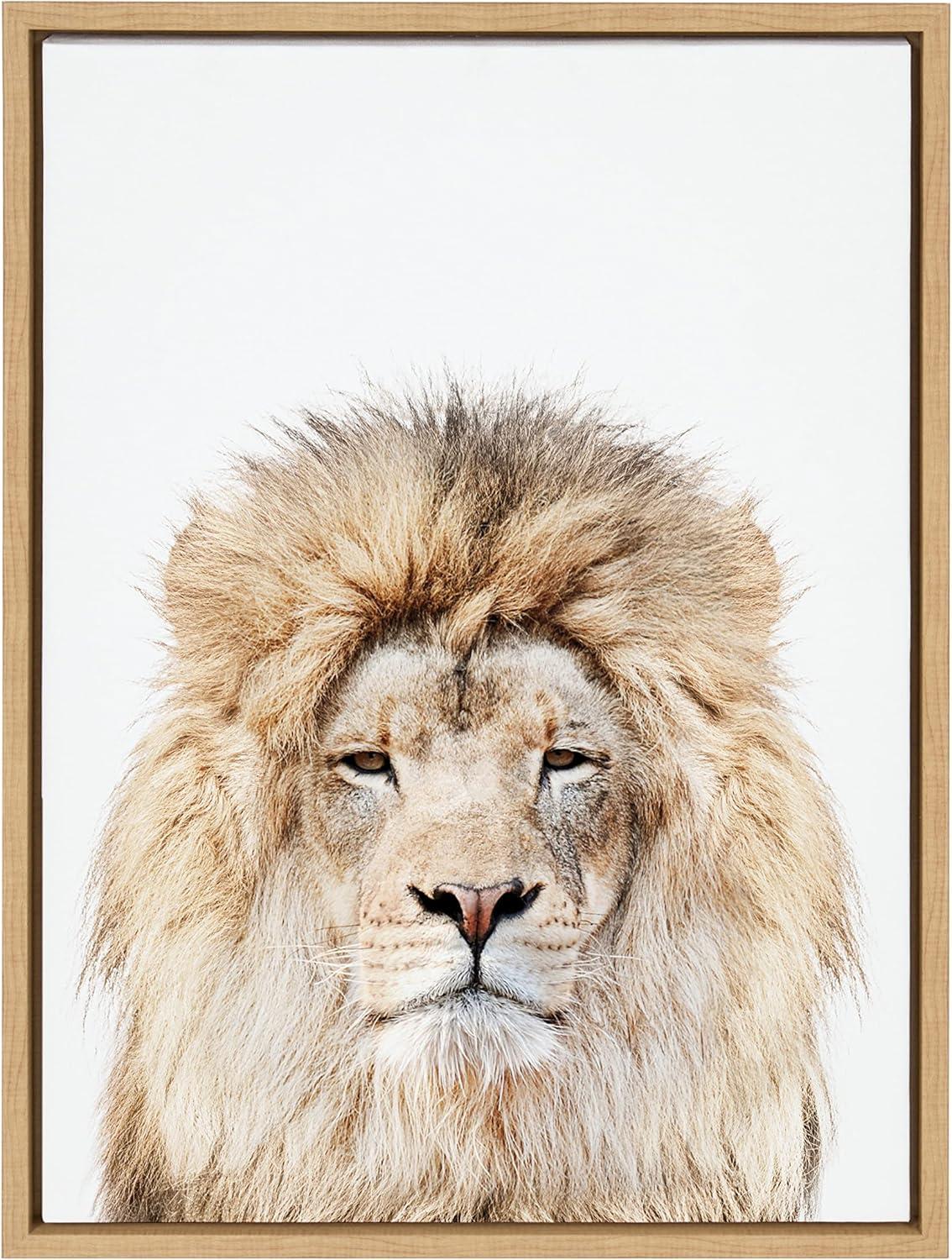 18" x 24" Sylvie Lion Stare Portrait Framed Canvas by Amy Peterson - Kate & Laurel All Things Decor