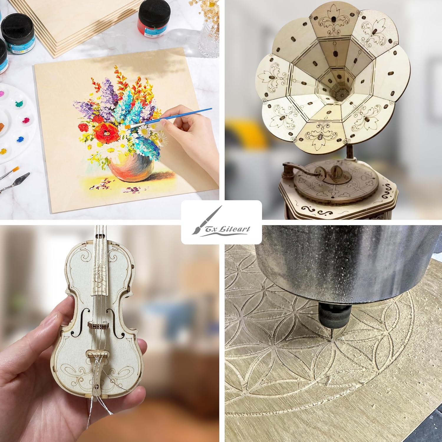 Baltic Birch Plywood - 1/8 Inch Thickness - 11.8" x 11.8" Square Wood Sheets for Laser Cutting, CNC Cutting and Crafts - Pack of 36