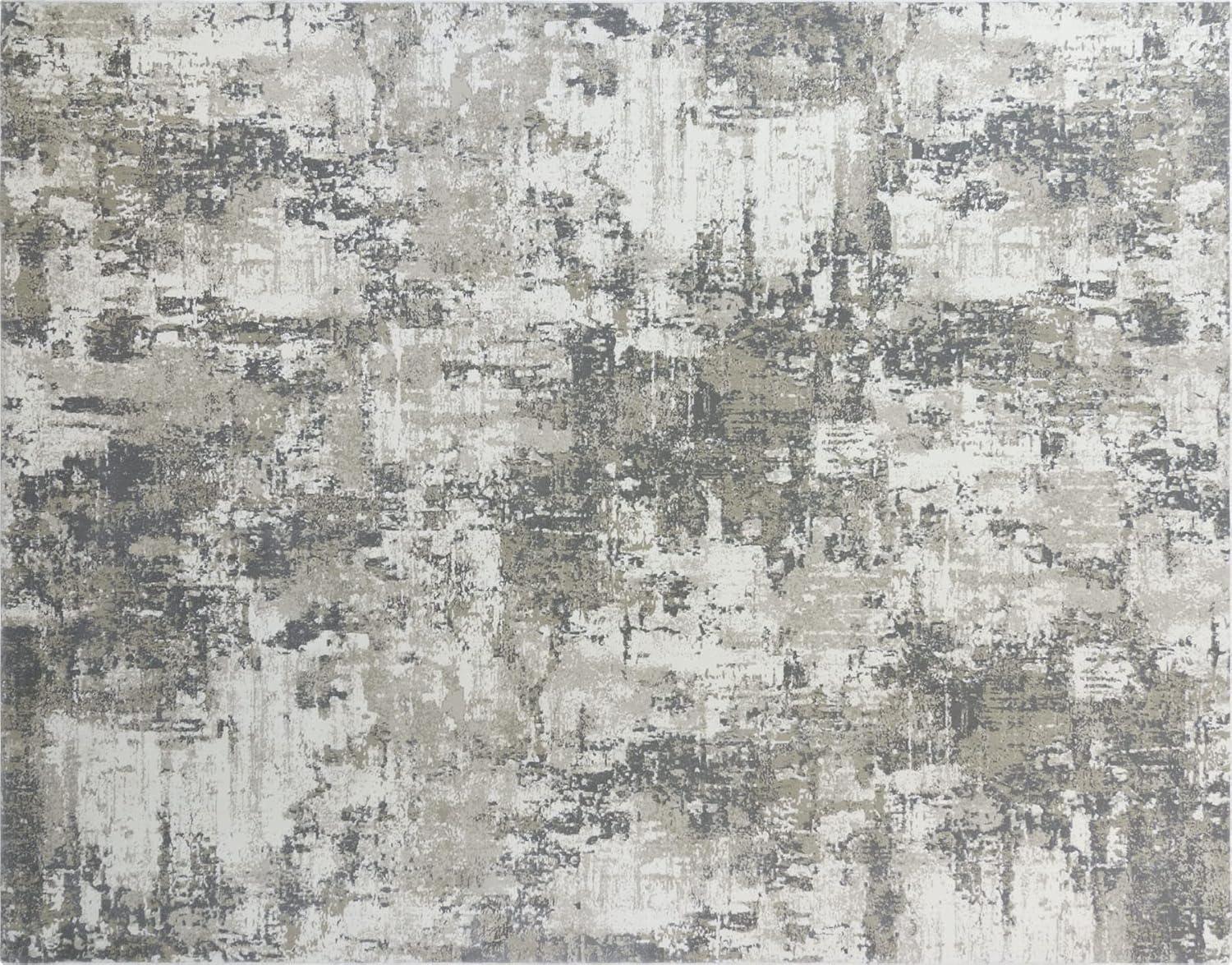 Gray and Beige Abstract Tufted Reversible 5' x 7' Rug