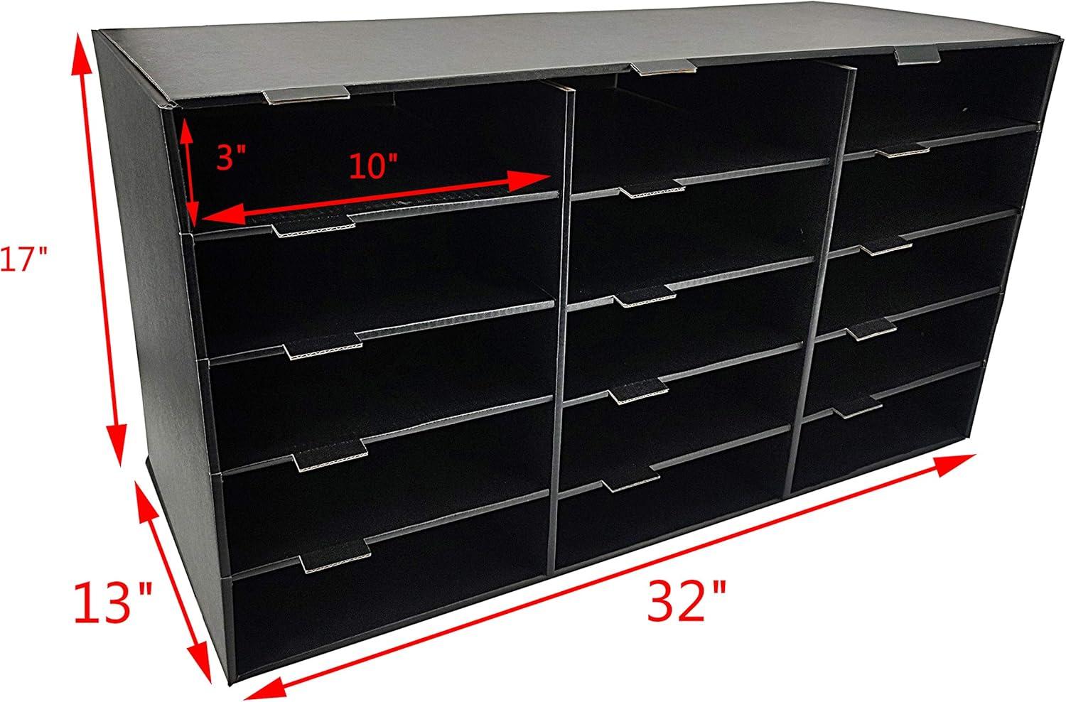 Black 15-Slot Vertical File Organizer for Office and Classroom