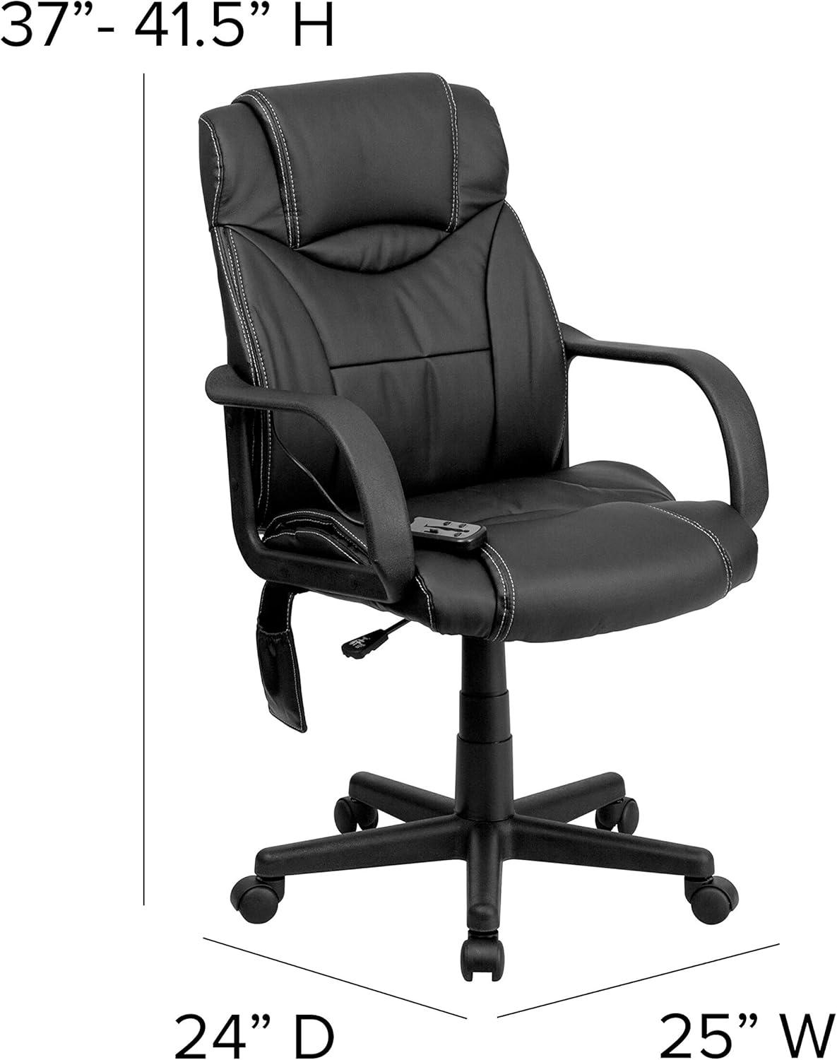 Ergonomic High-Back Black LeatherSoft Executive Swivel Chair with Massage Feature