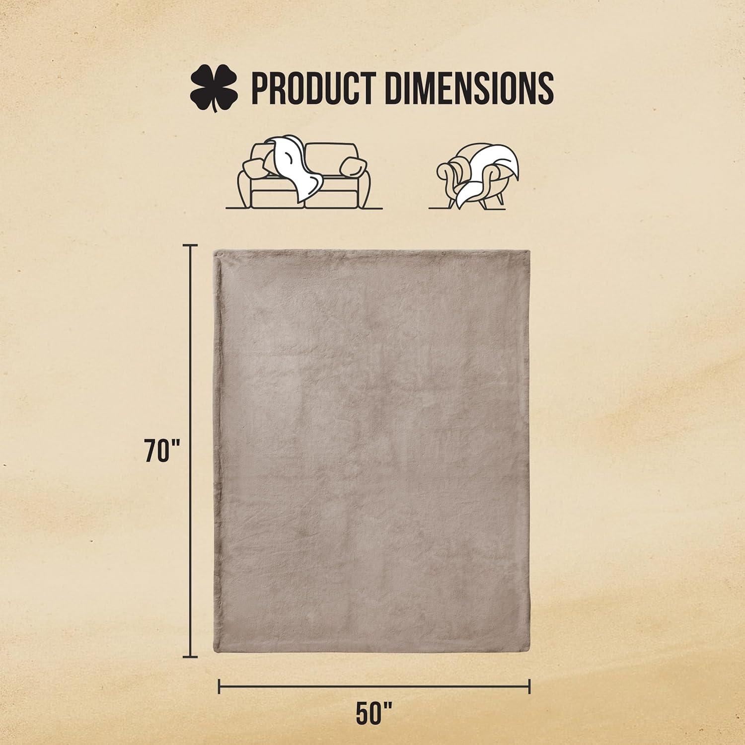 Lucky Brand Reversible Solid Rabbit Mink Faux Fur Luxurious & Soft Thow Blankets - 50" x 70"