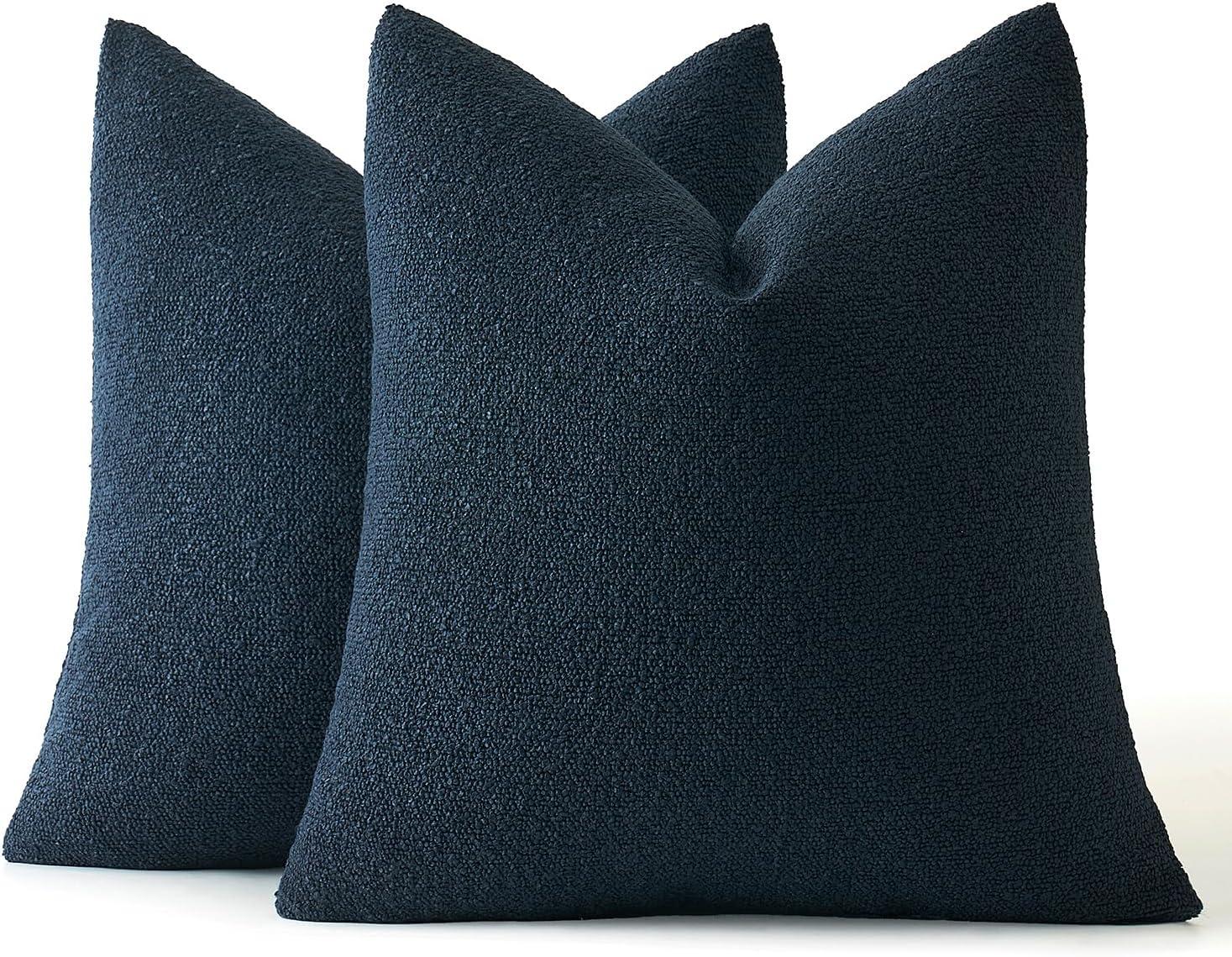 Navy Blue Chenille 18x18 Inch Decorative Pillow Covers, Pack of 2