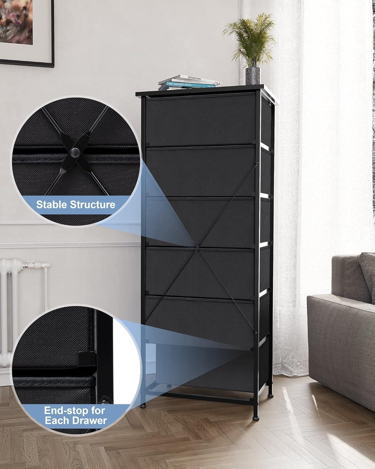Crestlive Products 6 Drawers Vertical Dresser for Bedroom Storage Tower with Wood Top White