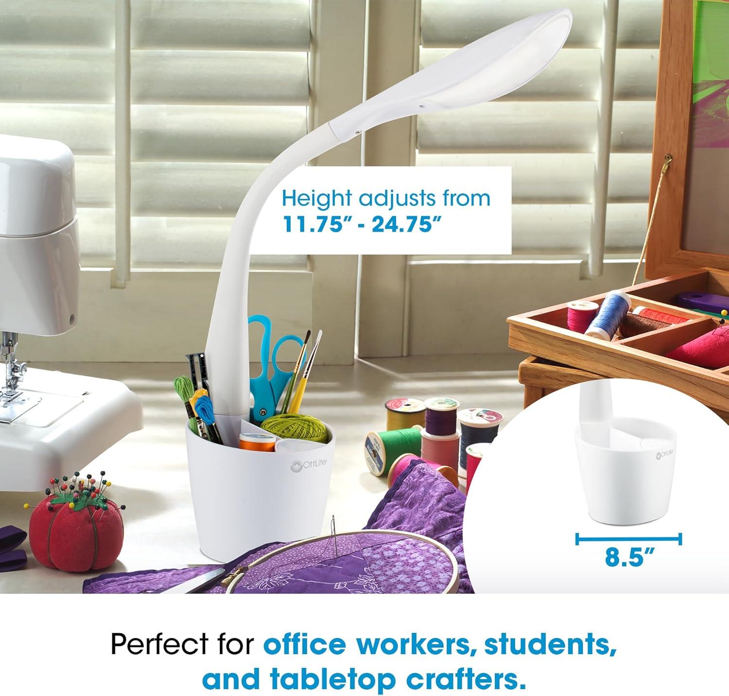 OttLite OttLite LED Desk Space Organizer Lamp, 4 Brightness Levels, Touch Controls, Flexible Neck Height