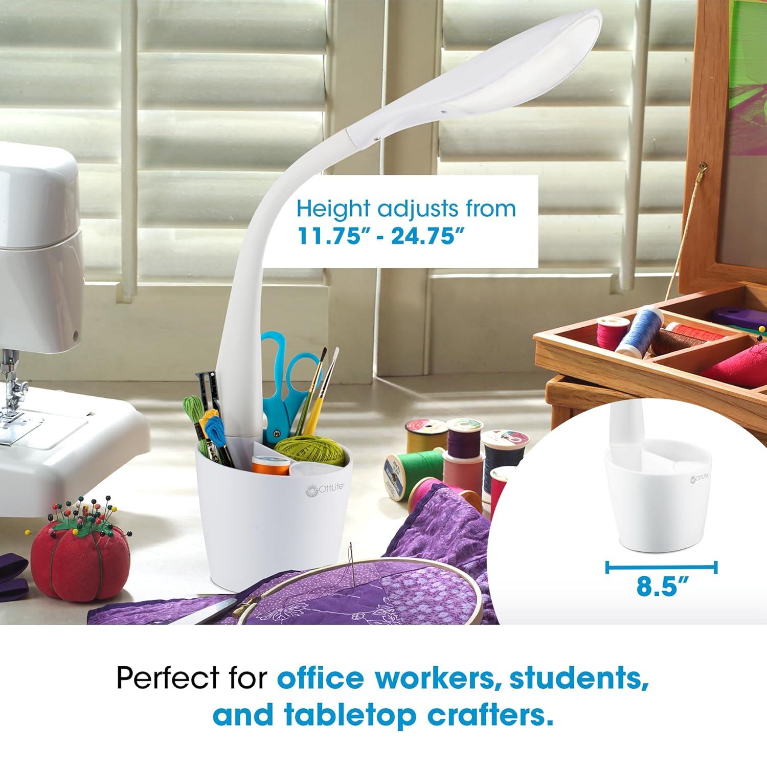OttLite OttLite LED Desk Space Organizer Lamp, 4 Brightness Levels, Touch Controls, Flexible Neck Height