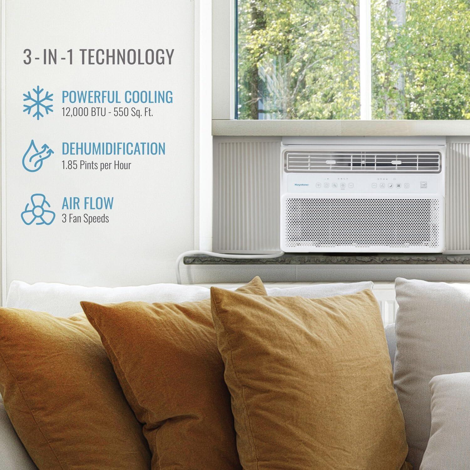 Keystone 12000 BTU Wi-Fi Connected Window Air Conditioner with Remote Included