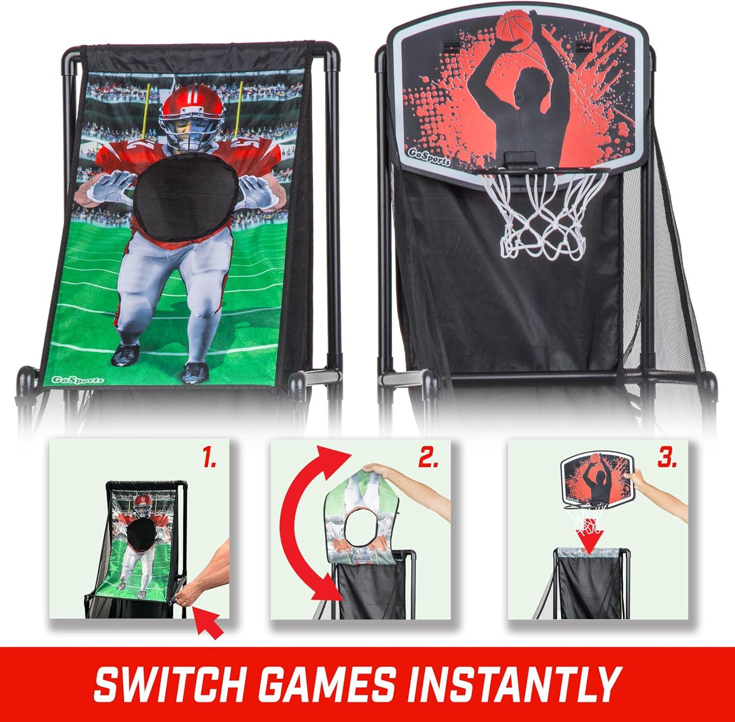 Indoor Outdoor 2-in-1 Basketball and Football Arcade Game Set