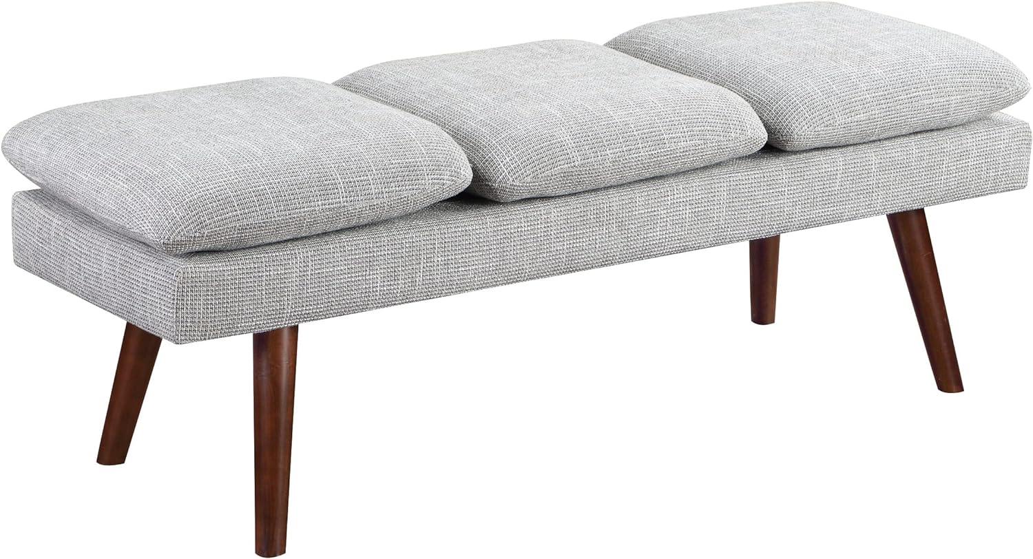 Amanda 54" Gray Fabric Mid-Century Upholstered Bench