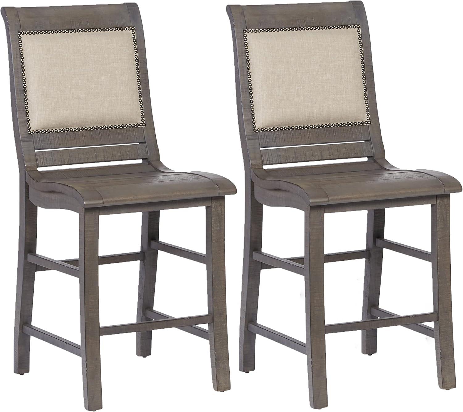 Progressive Furniture Willow Set of 2 Wood Counter Chairs in Distressed Gray