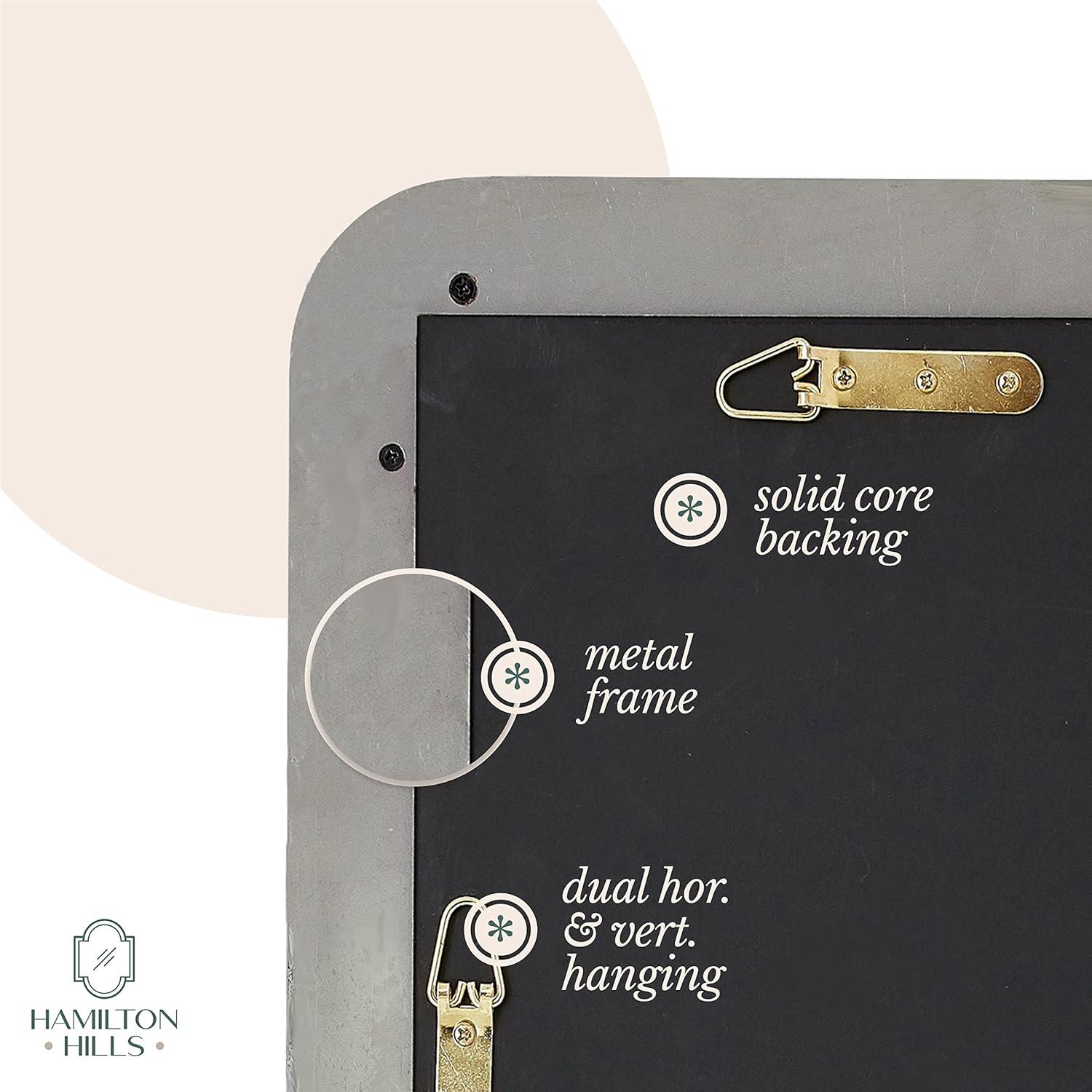 Hamilton Hills 18" x 48" Metal Black Framed Brushed Rectangular Wall Mirror