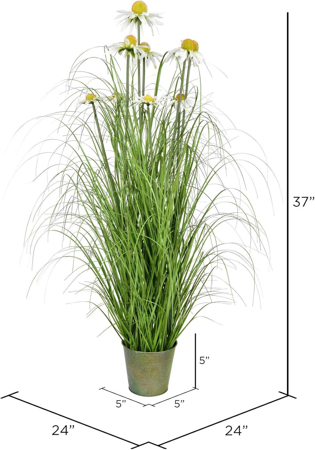 Elegant 37" Daisy and Green Grass Potted Arrangement for Indoor Decor