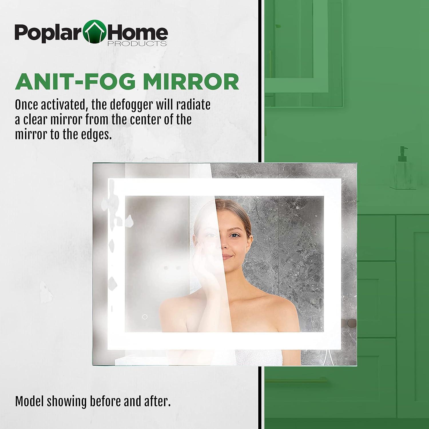 Frameless LED Lighted Anti-Fog Bathroom Vanity Mirror 26 x 20 Inch