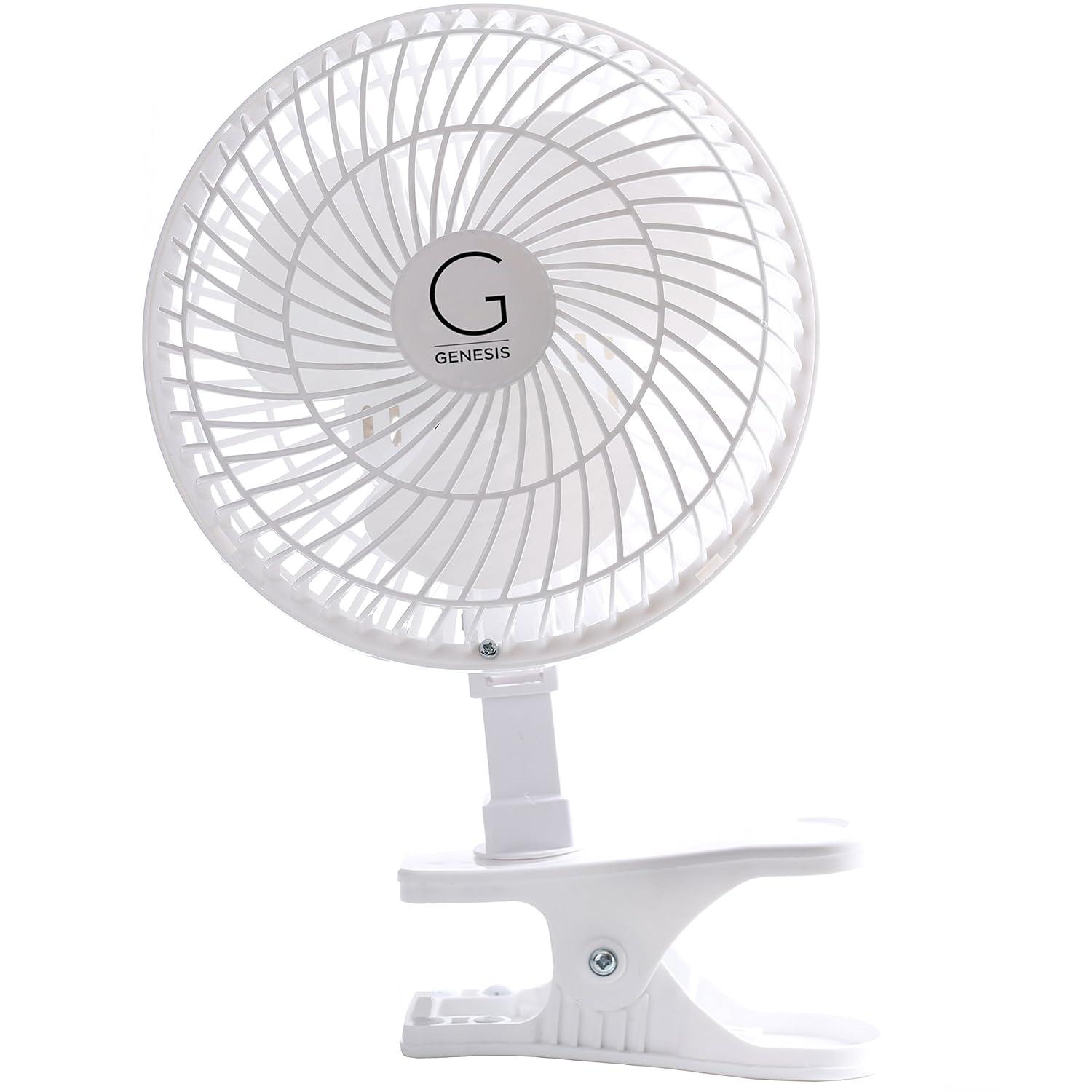 Genesis Indoor 5 in 2 speed Clip On Fans,Table Fans with A1CLIPFANWHITE, White