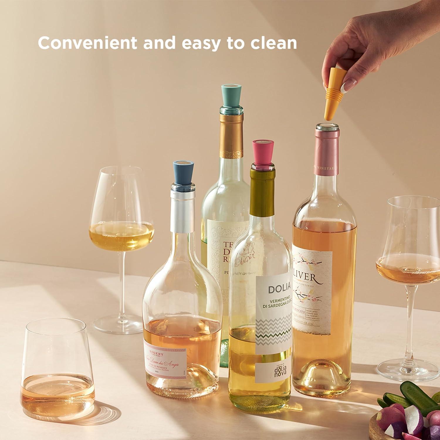 Assorted Color Silicone and Stainless Steel Wine Bottle Stoppers